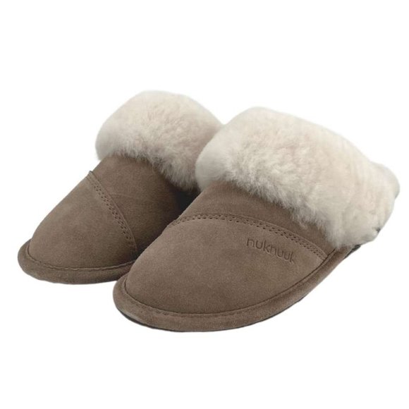 Nuknuuk | Women's Leather Slippers | Taupe Grey | Size 7 - Picture 1 of 6